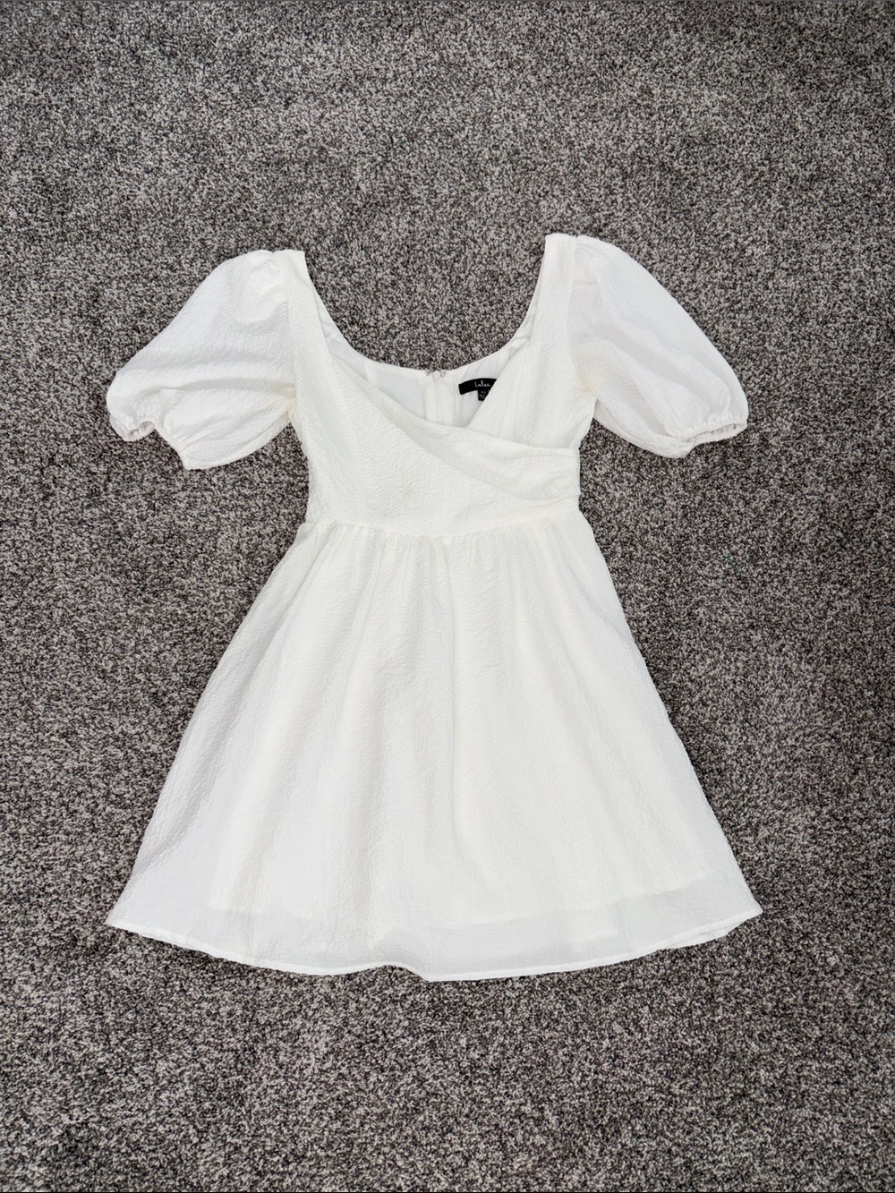 Lulus Little Bit In Love White Surplice Puff Sleeve Mini Dress - Picture 3 of 5